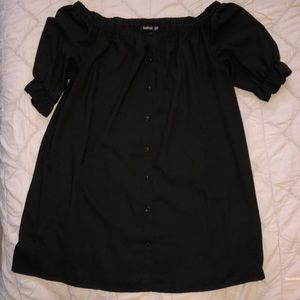 Boohoo Black Off Shoulder, Short Sleeve Dress, 14